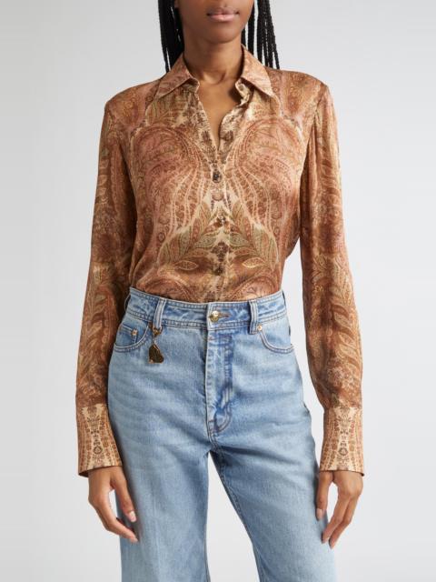 Zimmermann Zimmermann Hypnotic Silk Button-Up Shirt in Cream Paisley at Nordstrom