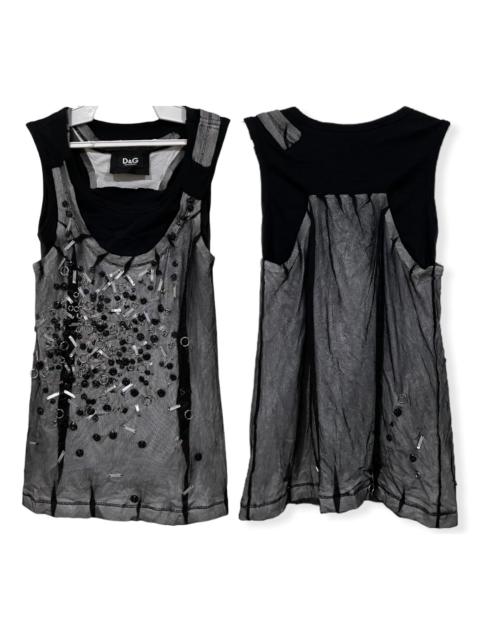 Dolce & Gabbana Vintage D&G Studded Metal Mesh Double Layer Sleveless Tops