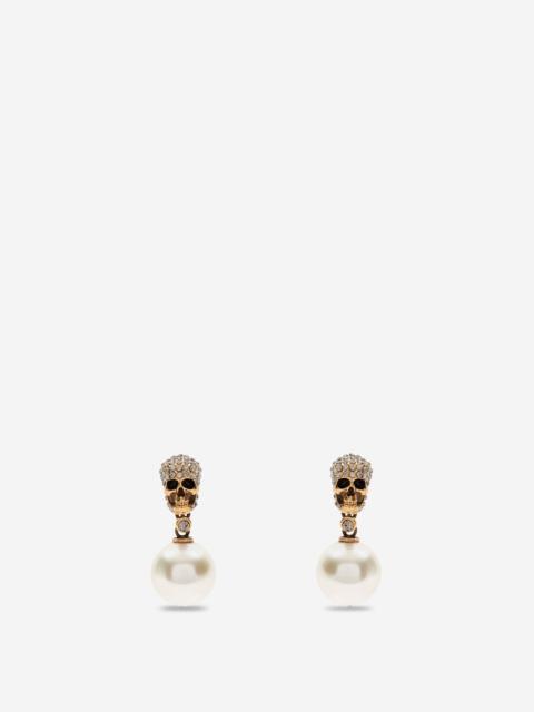 Alexander McQueen PEARL PAVE SKULL EARRINGS