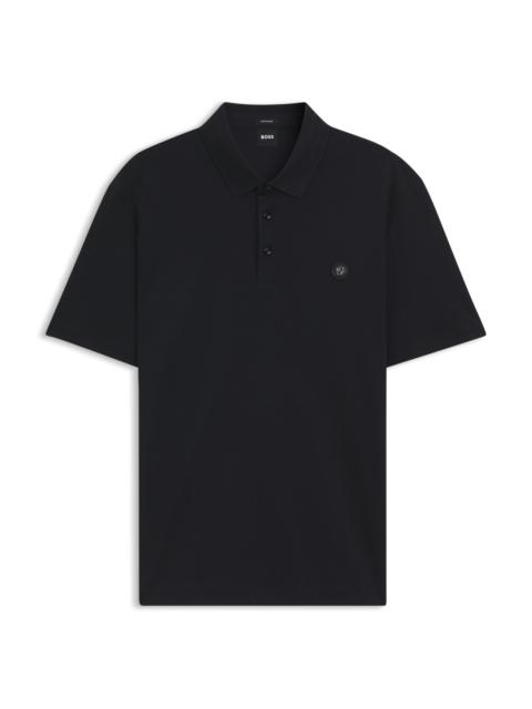 BOSS MERCERIZED-COTTON POLO SHIRT WITH DOUBLE B MONOGRAM