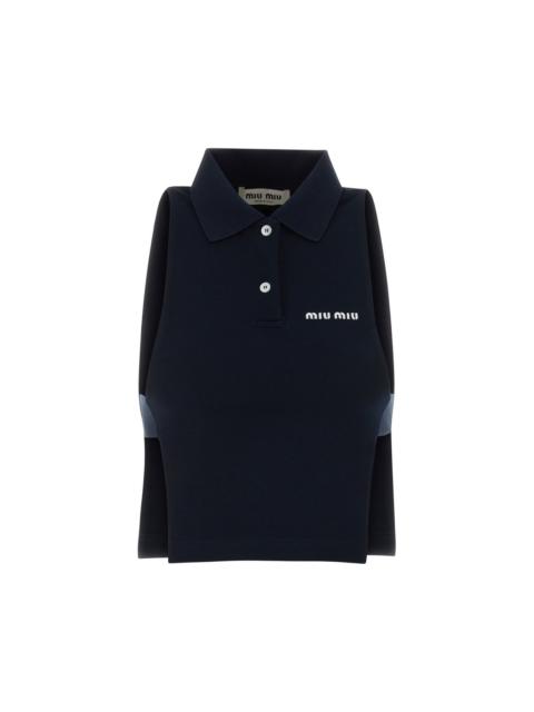 Miu Miu MIU MIU Blue Piquet Polo Shirt New & Authentic (Women's size