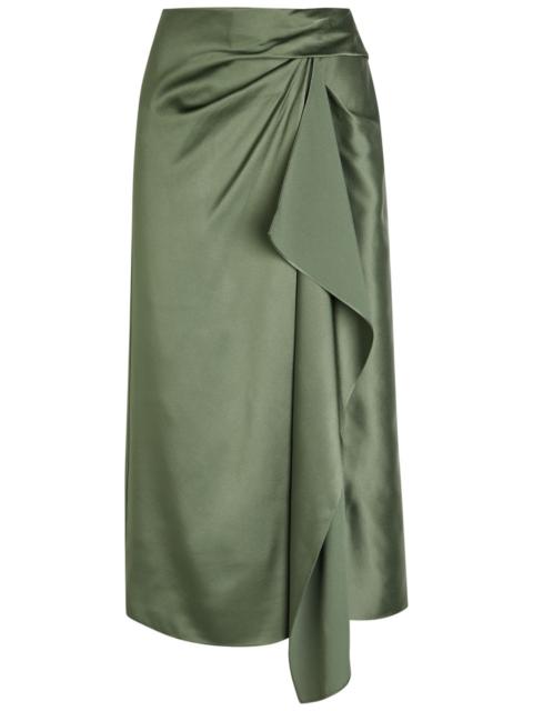 Erdem Erdem Draped Satin Midi Skirt