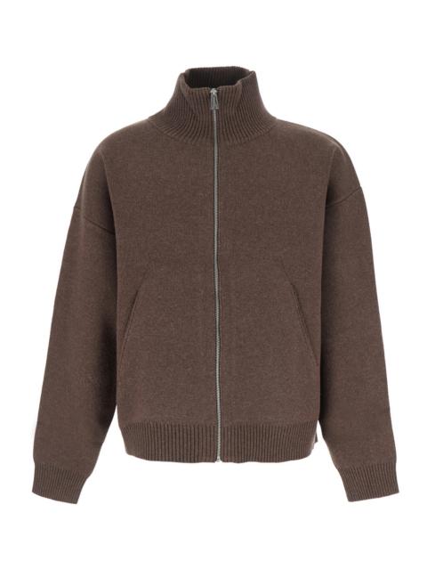 Axel Arigato Axel Arigato Men Core Zip-Up Sweater With High Collar And Long Sleeves In Brown Men