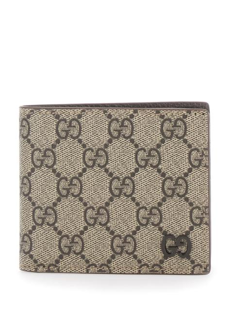 GUCCI Gucci Men Beige Bi-Fold Wallet With Double G Logo Plaque On The Front In Gg Canvas Man