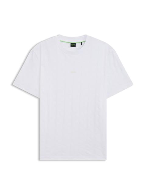BOSS COTTON T-SHIRT WITH JACQUARD PATTERN