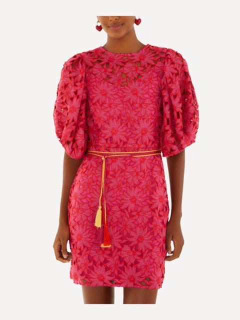 FARM RIO Pink Flowered Lace Mini Dress