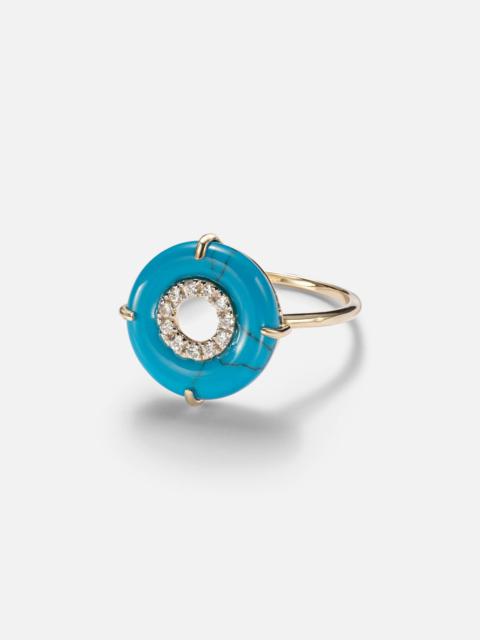 MATEO 14kt gold ring with turquoise and diamonds