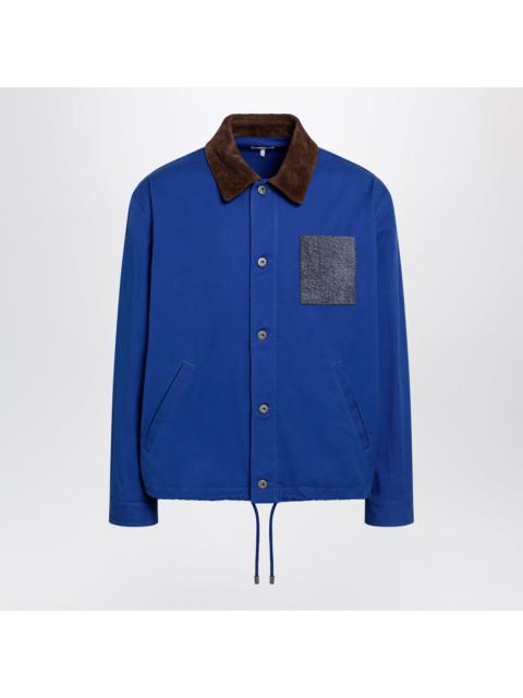 Loewe Loewe Long-Sleeve Cotton And Leather Jacket In Blue Men