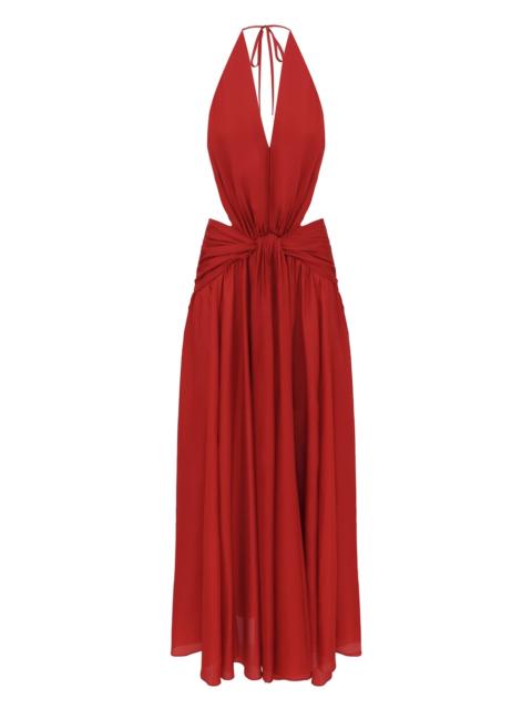 Zimmermann INDRA PLUNGE HALTER MAXI DRESS