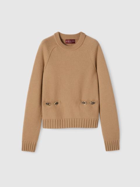 GUCCI Wool cashmere top with Horsebit