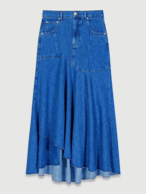 maje Asymmetrical denim skirt