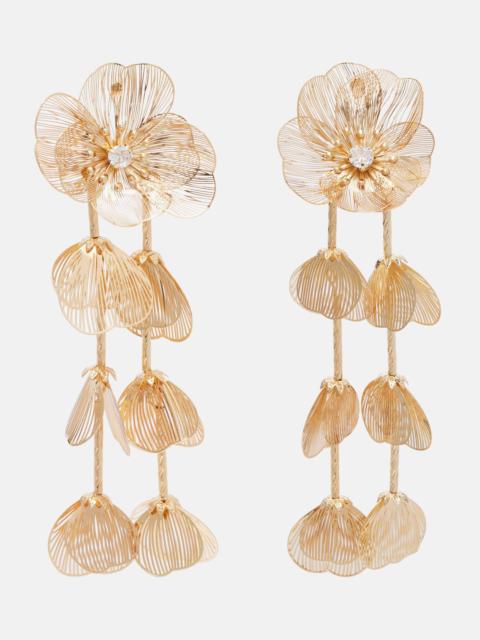 self-portrait Embellished floral drop earrings