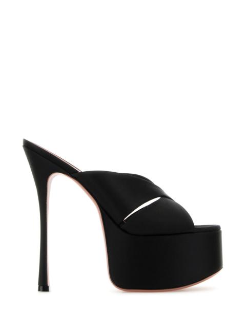 Amina Muaddi Women Black Satin Salma Mules