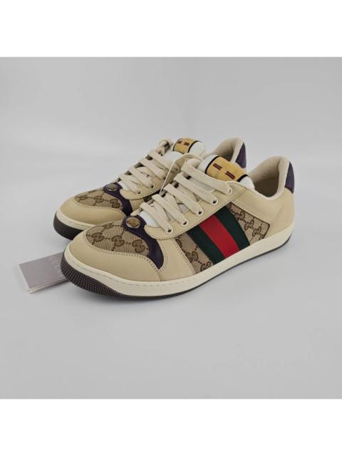 GUCCI GUCCI Screener Men's Beige Leather Canvas Sneakers New