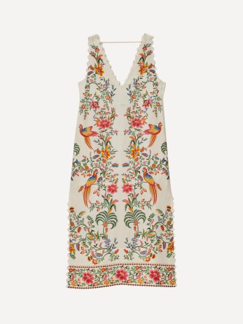 FARM RIO Off-White Delicate Forest Linen Maxi Dress