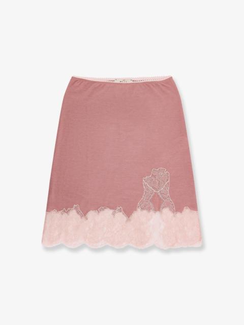 FENDI Fendi Women Cashmere And Silk Skirt With Lace Profiles