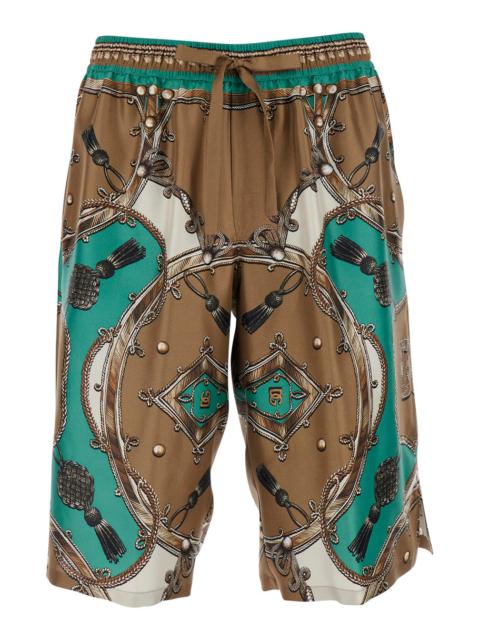 Dolce & Gabbana Dolce & Gabbana Men Multicolor Bermuda 'Vanity' With All-Over Print In Silk For Men