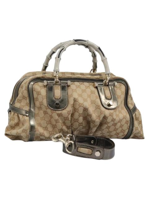 GUCCI GUCCI Bamboo GG Canvas Hand Bag Beige