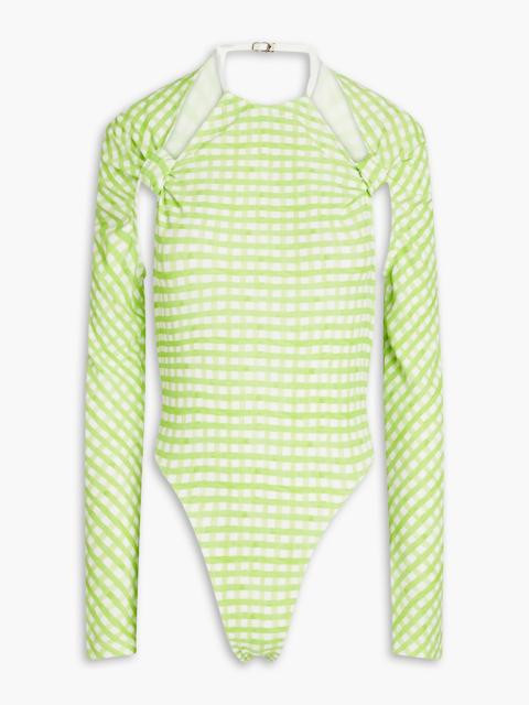 JACQUEMUS Nodi cutout knotted gingham jersey bodysuit