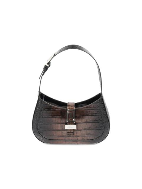 Versace Crocodile-Effect Leather Shoulder Bag 'Soil Palladium'