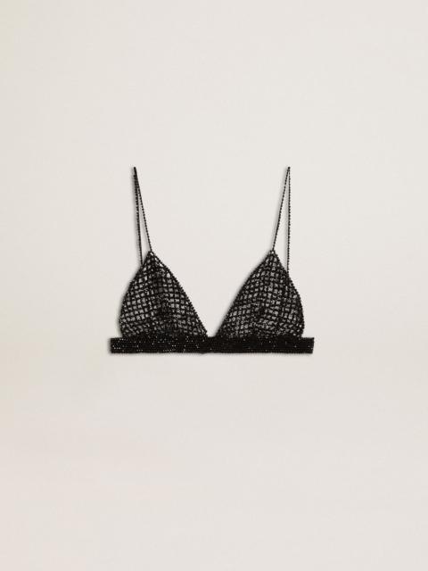 Golden Goose Women's black crochet top with crystals