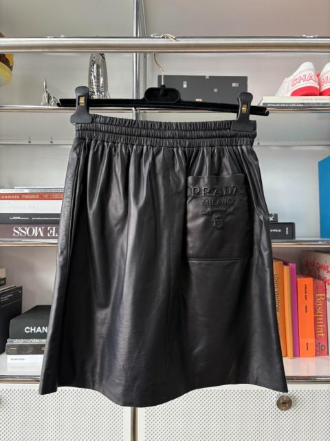 Prada Prada black embossed logo lambskin mini skirt