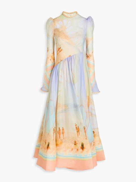 Zimmermann Printed linen and silk-blend gauze maxi dress