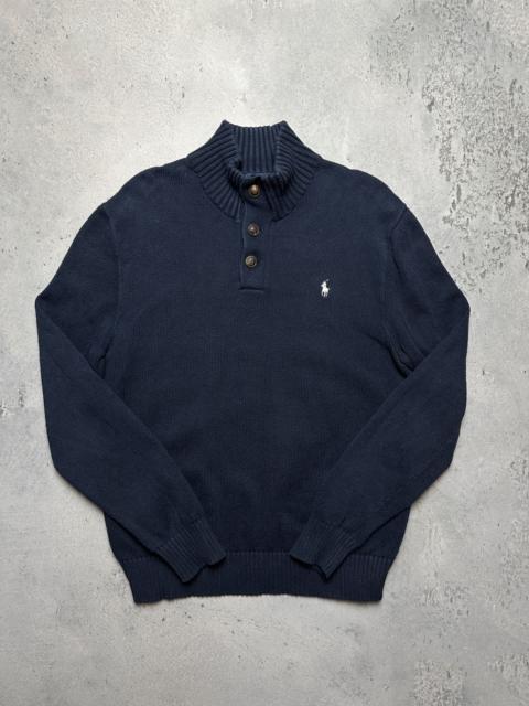 Polo Ralph Lauren Polo Ralph Lauren Navy Cotton Knit Sweater Button-Up y2k 90s
