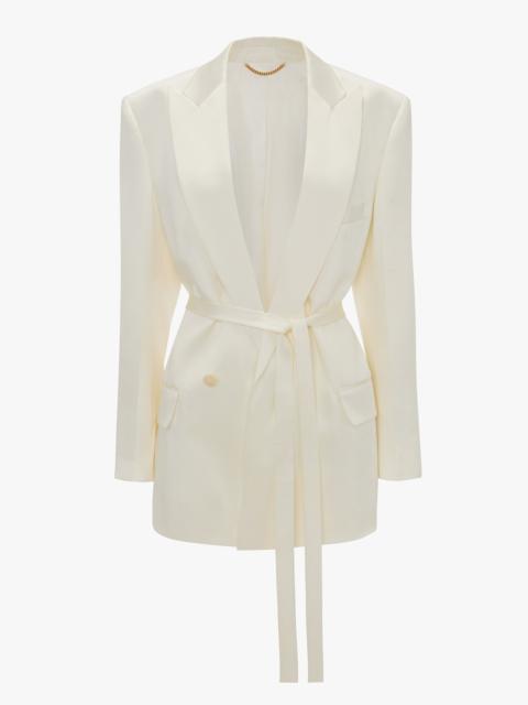 Victoria Beckham Belted Jacket In Ivory