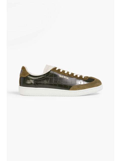 Paul Smith Como croc-effect leather and suede sneakers