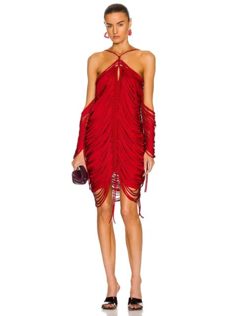 Bottega Veneta Shiny Viscose Fringe Knit Dress