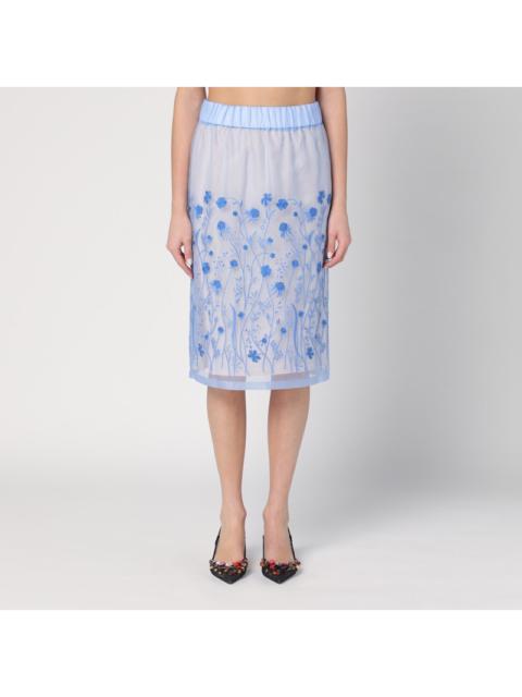 P.A.R.O.S.H. - P.A.R.O.S.H. Sky blue silk skirt with embroidery