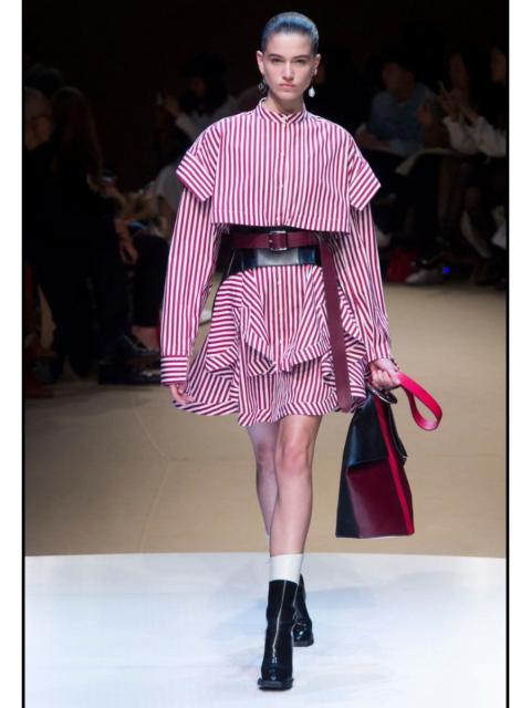 Alexander McQueen Fall18 Runway Ruffled Striped Cotton Poplin Mini Dress