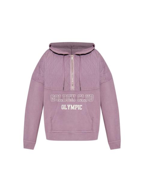 quilted-panel half-zip hoodie