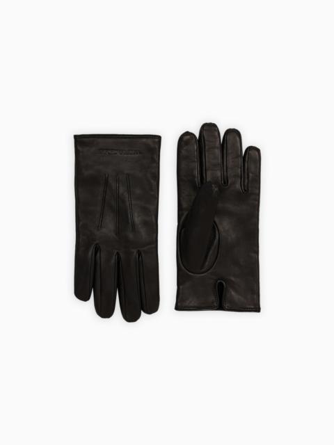 EMPORIO ARMANI Lambskin nappa leather gloves with baguette detail