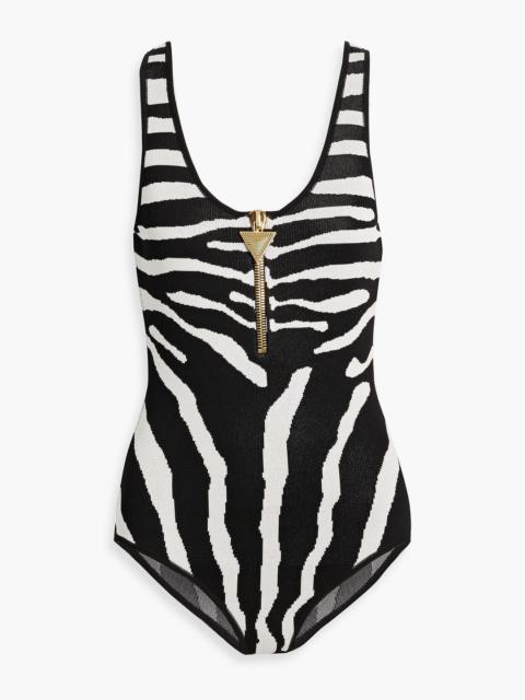 Balmain Zebra-jacquard bodysuit