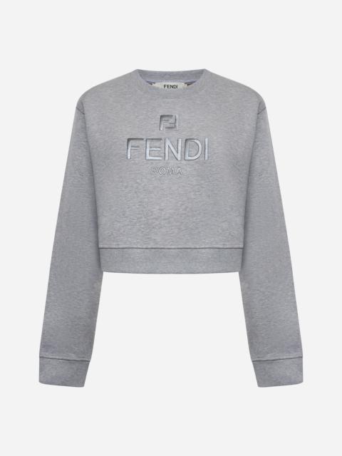 Logo cotton cropped sweatshirt