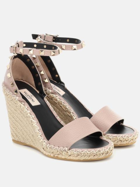 Valentino Valentino Garavani Rockstud Double leather wedge espadrilles