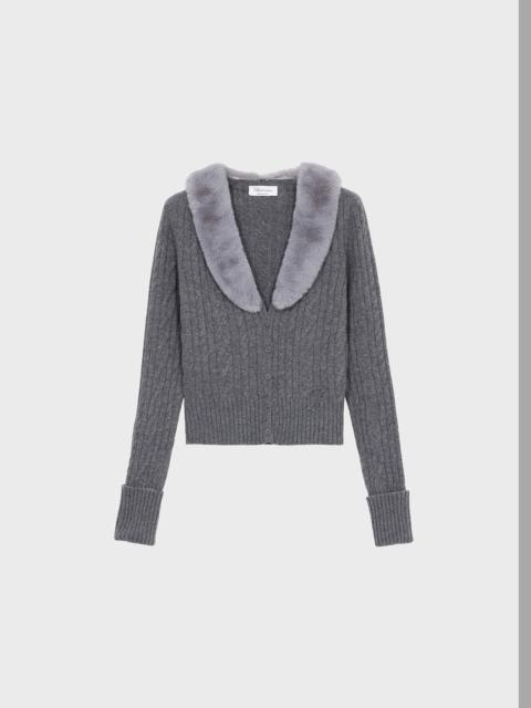 Blumarine CARDIGAN WITH FAUX FUR COLLAR