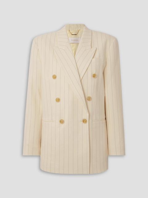Zimmermann Luminosity oversized double-breasted pinstriped wool and cotton-blend blazer