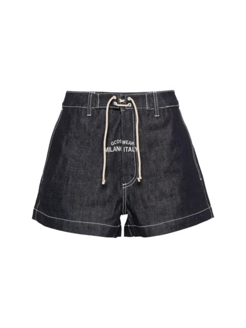 embroidered-logo denim shorts