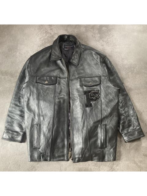 Phat Farm Hip hop Steer hide Genuine leather jacket