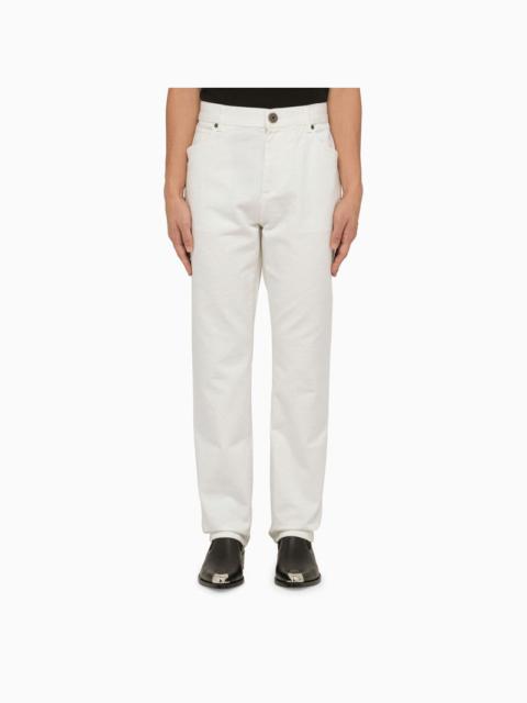 Balmain Regular White Cotton Trousers Men