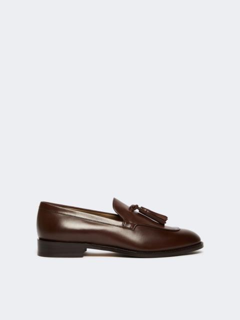 Max Mara Tasselled leather loafers - COCOA