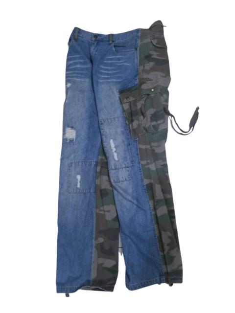 Other Designers Distressed Denim - Distressed Denim x army cargo pants patchwork style