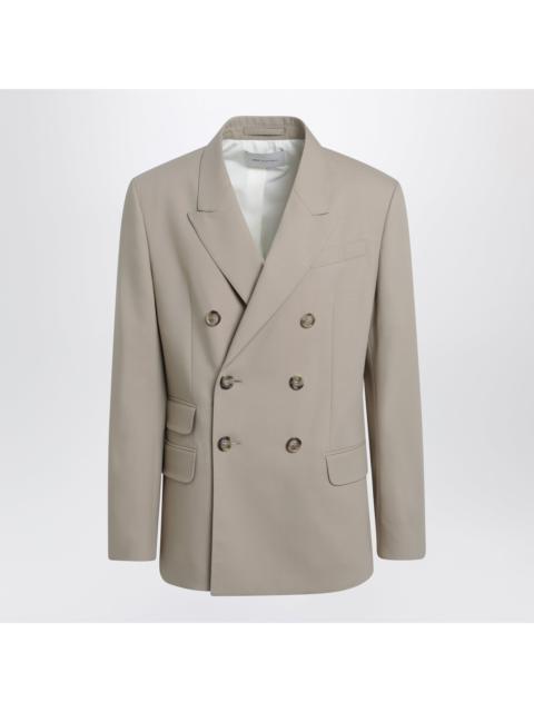 AMI Paris Ami Paris Beige Double-Breasted Virgin Wool Gabardine Jacket Men
