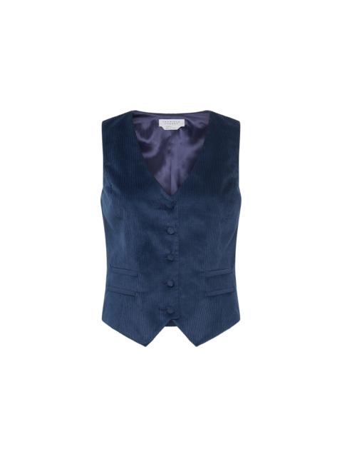 GABRIELA HEARST Coleridge Vest in Electric Navy Sea Island Cotton Corduroy