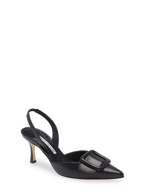 Manolo Blahnik Maysli Buckle Slingback Pointed Toe Pump