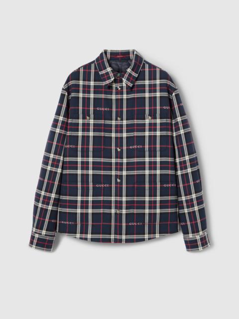 GUCCI Tartan cotton jacquard padded shirt