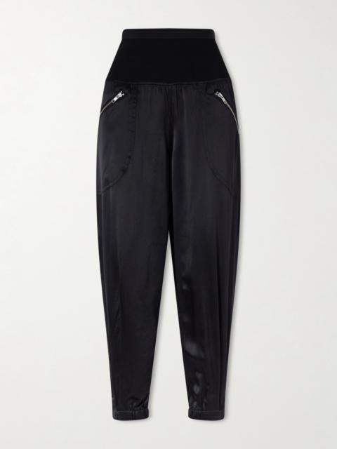 CO Cropped Zip-detailed Silk-satin Tapered Sweatpants